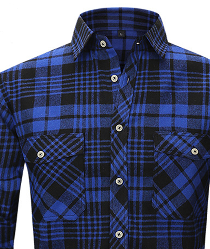 ZITY Men's Slim Fit Plaid Flannel Shirt-DUMLT05228|Zitysports