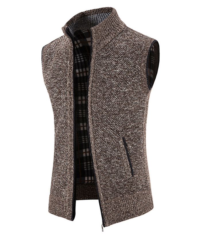 ZITY Men's Knitted Plus Size Velvet Slim Fit Stand Collar Sweatshirt Jacket-DUMMG05234|Zitysports