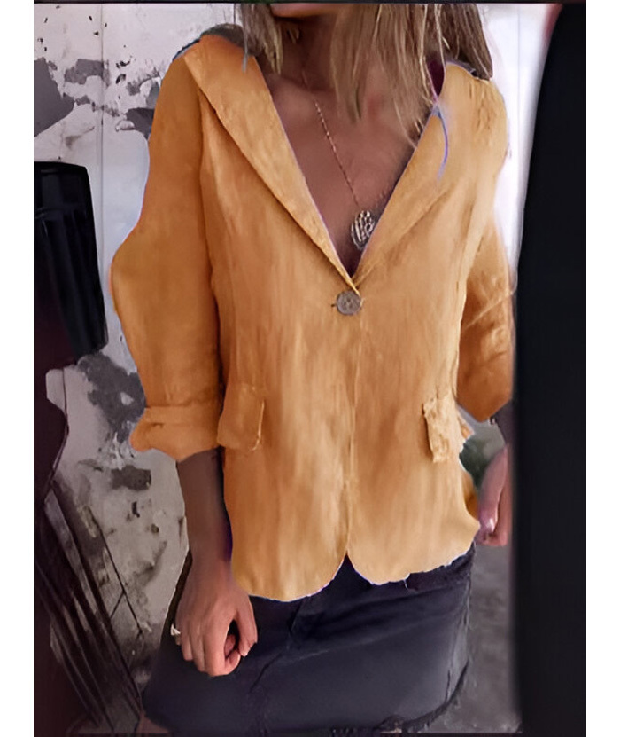 ZITY Women's Solid Color Single Button Thin Coat- DUWCO06219