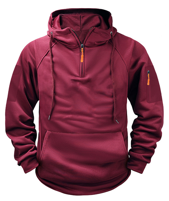 ZITY Men's Solid Quarter-Zip Hoodie-DUMFH04875 | Zitysports