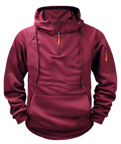 ZITY Men's Solid Quarter-Zip Hoodie-DUMFH04875 | Zitysports