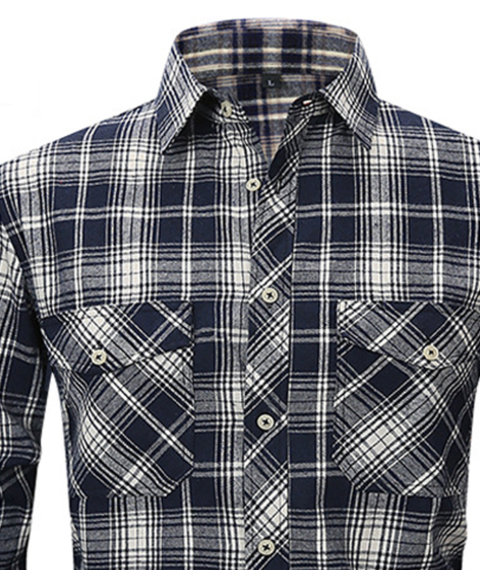 ZITY Men's Slim Fit Plaid Flannel Shirt-DUMLT05228|Zitysports