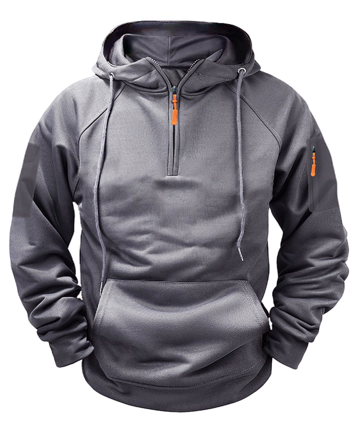 ZITY Men's Solid Quarter-Zip Hoodie-DUMFH04875 | Zitysports