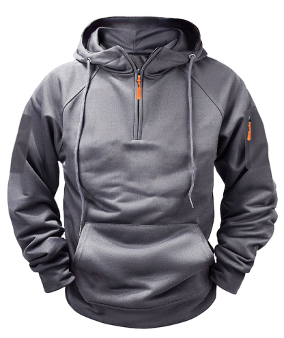 ZITY Men's Solid Quarter-Zip Hoodie-DUMFH04875 | Zitysports