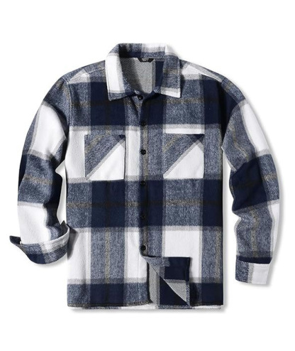ZITY Men's Button-Up Slim Fit Plaid Flannel Shirt-DUMLT05330|Zitysports