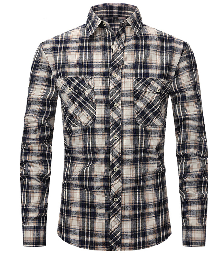 ZITY Men's Slim Fit Plaid Flannel Shirt-DUMLT05228|Zitysports