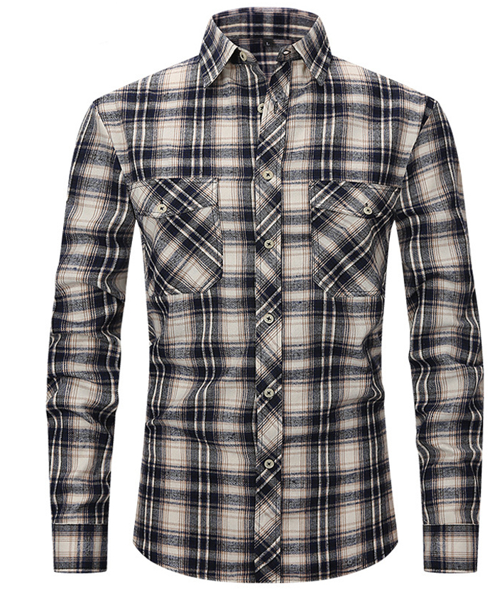 ZITY Men's Slim Fit Plaid Flannel Shirt-DUMLT05228|Zitysports