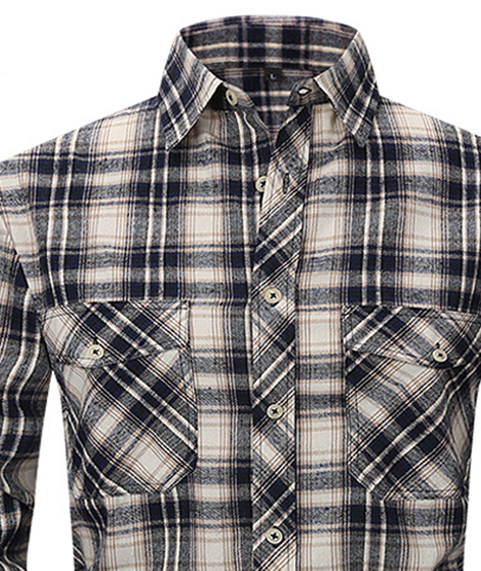 ZITY Men's Slim Fit Plaid Flannel Shirt-DUMLT05228|Zitysports