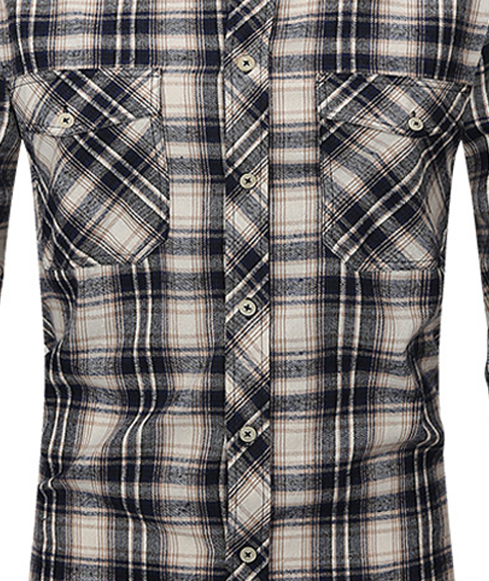 ZITY Men's Slim Fit Plaid Flannel Shirt-DUMLT05228|Zitysports
