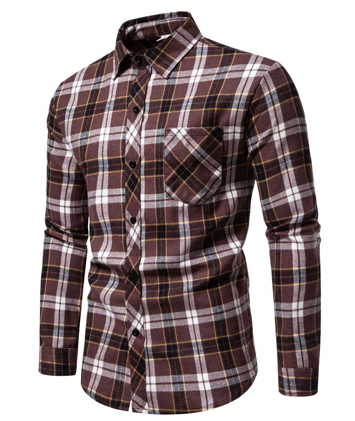 ZITY Men's Full Sleeved Stand Collar Plaid Flannel Shirt-DUMLT05246|Zitysports