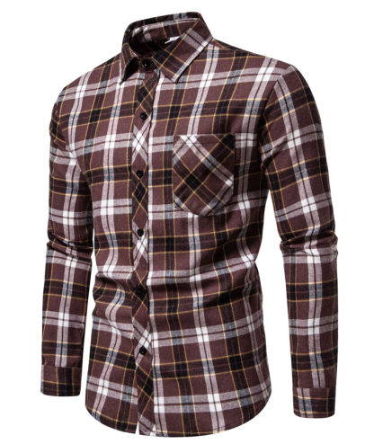 ZITY Men's Full Sleeved Stand Collar Plaid Flannel Shirt-DUMLT05246|Zitysports