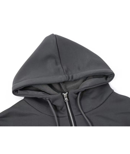 ZITY Men's 1/4 Zipper Solid Color Long Sleeve Hoodie-DUMFH05473