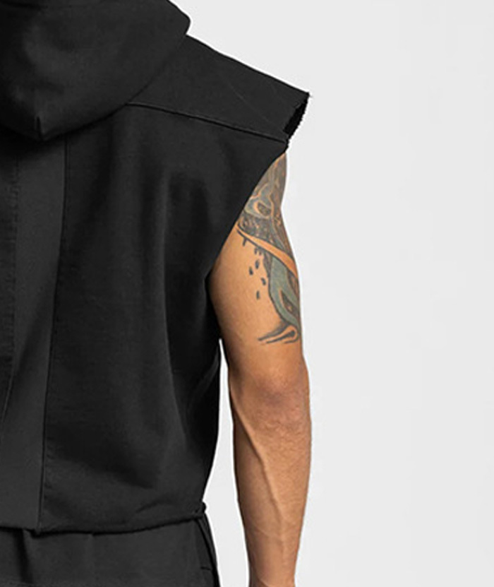 ZITY Men's multi-pocket Sleeveless Pullover Hoodie-DUMHD05487