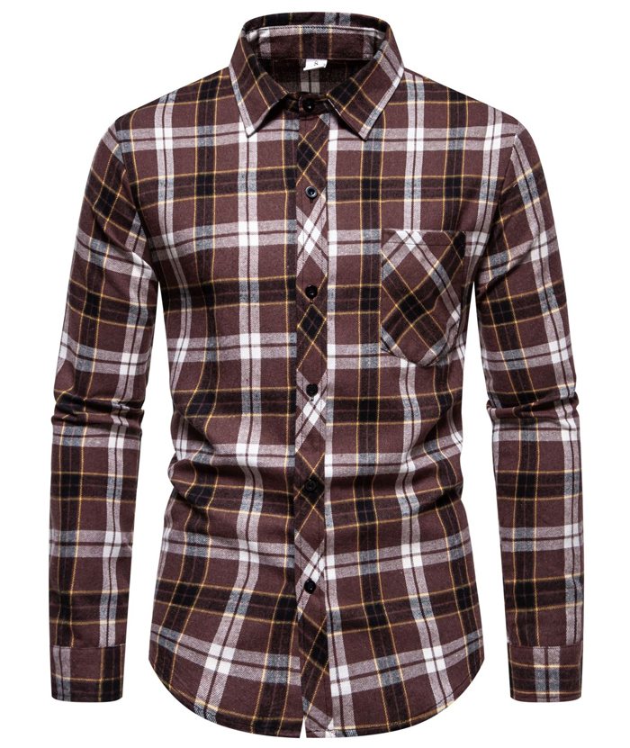 ZITY Men's Full Sleeved Stand Collar Plaid Flannel Shirt-DUMLT05246|Zitysports
