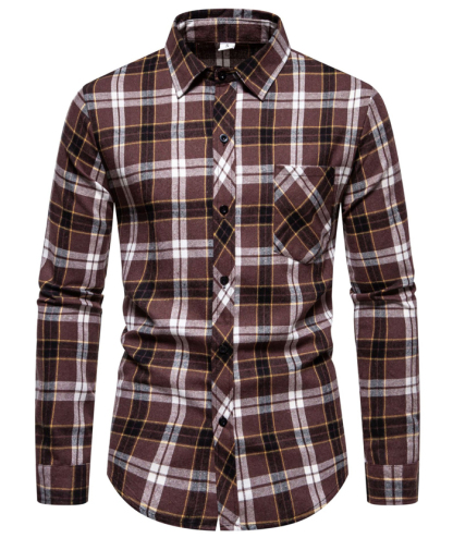 ZITY Men's Full Sleeved Stand Collar Plaid Flannel Shirt-DUMLT05246|Zitysports