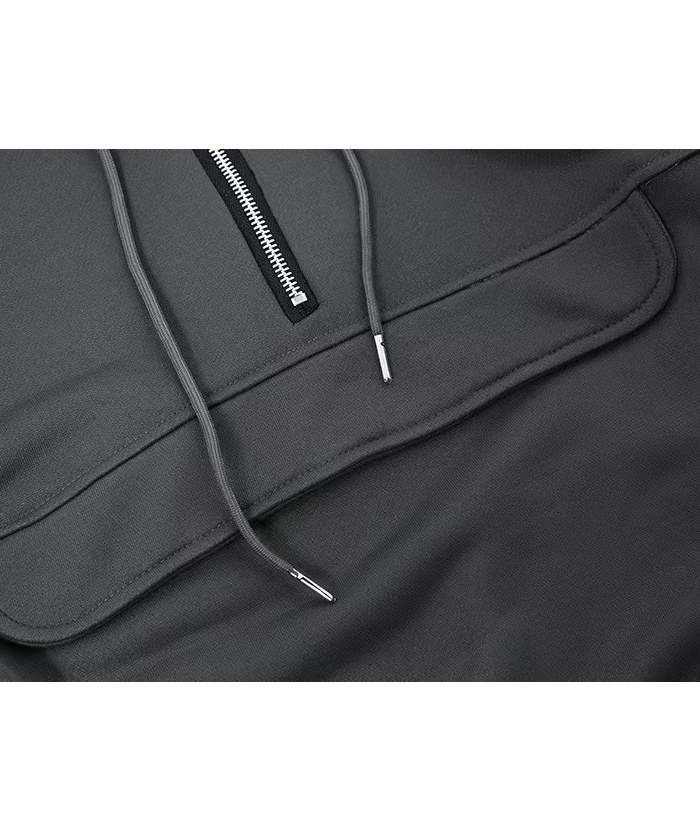 ZITY Men's 1/4 Zipper Solid Color Long Sleeve Hoodie-DUMFH05473