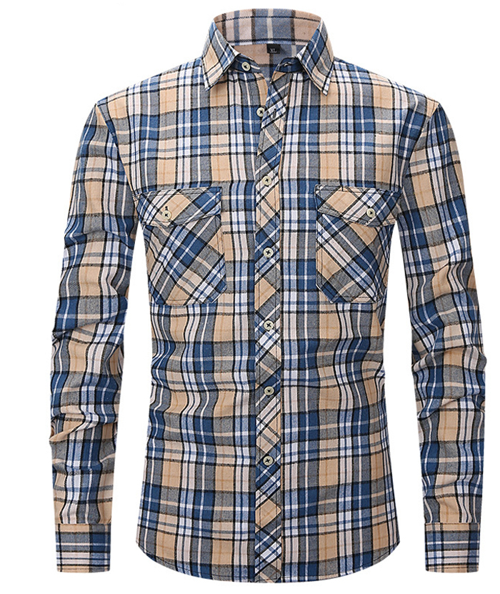 ZITY Men's Slim Fit Plaid Flannel Shirt-DUMLT05228|Zitysports