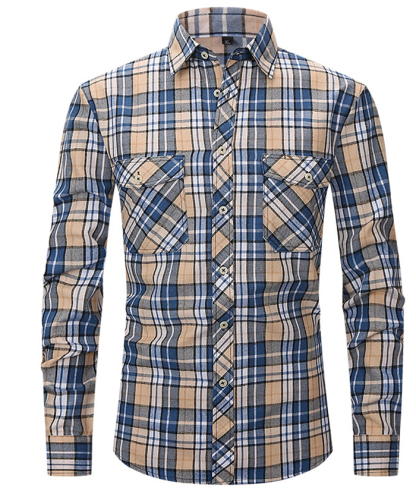 ZITY Men's Slim Fit Plaid Flannel Shirt-DUMLT05228|Zitysports