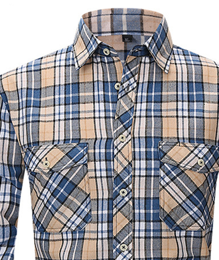 ZITY Men's Slim Fit Plaid Flannel Shirt-DUMLT05228|Zitysports