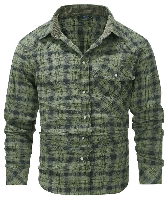 ZITY Men's Button Down Long Sleeved Plaid Flannel Shirt-DUMLT05319|Zitysports