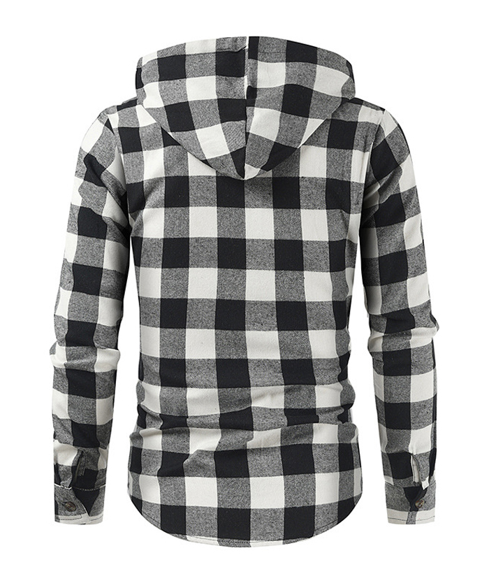 ZITY Men's Plaid Long Sleeved Full Zip Hoodie-DUMFH05321|Zitysports
