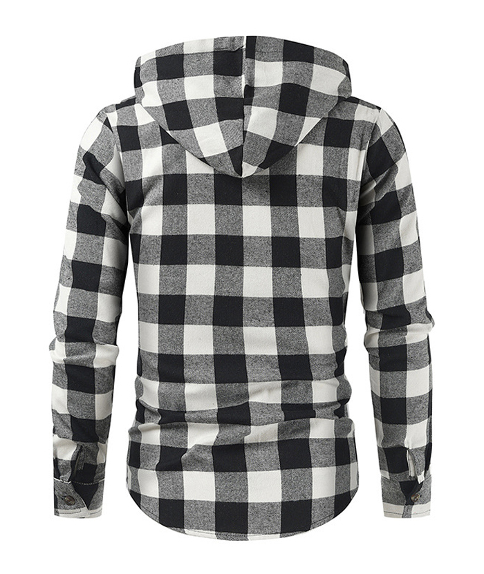 ZITY Men's Plaid Long Sleeved Full Zip Hoodie-DUMFH05321|Zitysports