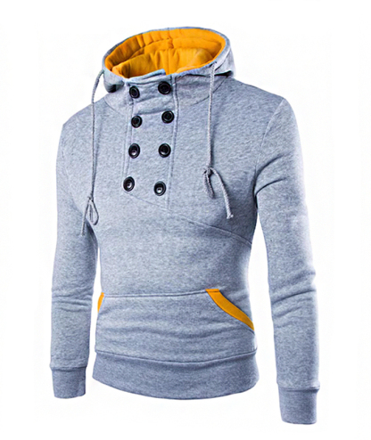 ZITY Men's Button Collar Long Sleeve with Pocket Casual Hoodie-DUMFH05036|Zitysports