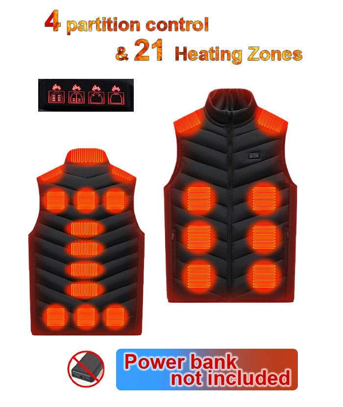 Unisex 21-Zone Zip Up Heated Vest-M01-4