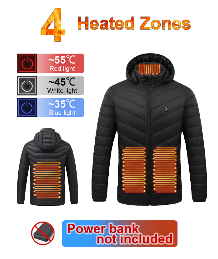 Unisex 4 Heating Zones  Heated Jacket-M09