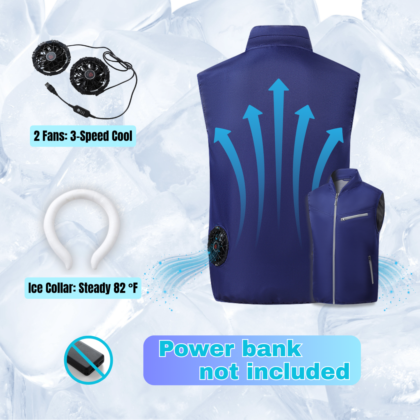 ZITY Unisex Fan Air-conditioned Clothes Full Zipper Cooling Vest -2376