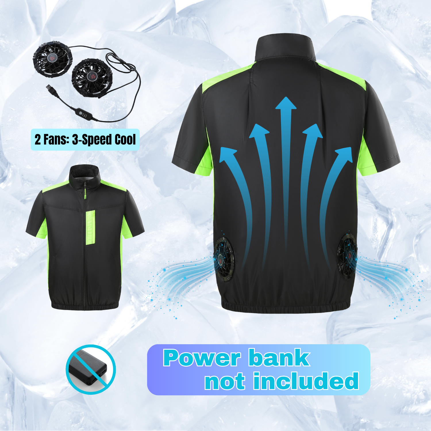 ZITY Unisex Ice Fan Air Conditioning Short Sleeve Cooling Jacket-M28