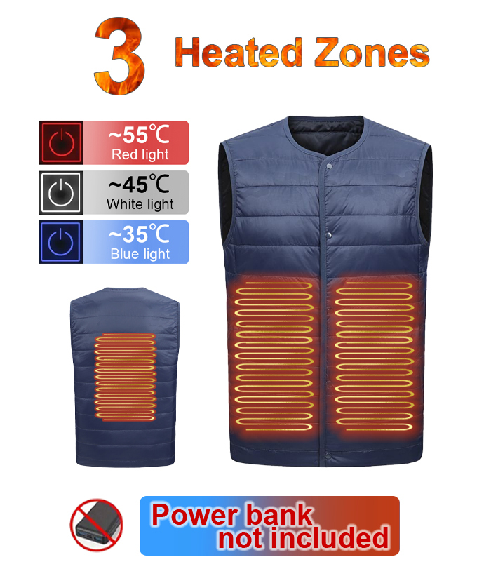 Wholesale Unisex 3-Zone Button-Down Heated Vest | Zitysports