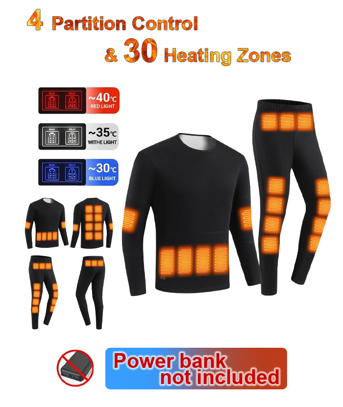 Wholesale Unisex 30-Zone Heated Winter Underwear Suit | Zitysports