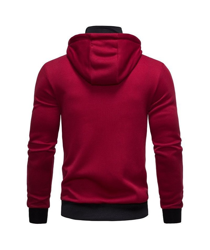 Men's Fake Two-Piece Stand Collar Full-Zip Hoodie -DUMFH04828 | Zitysports