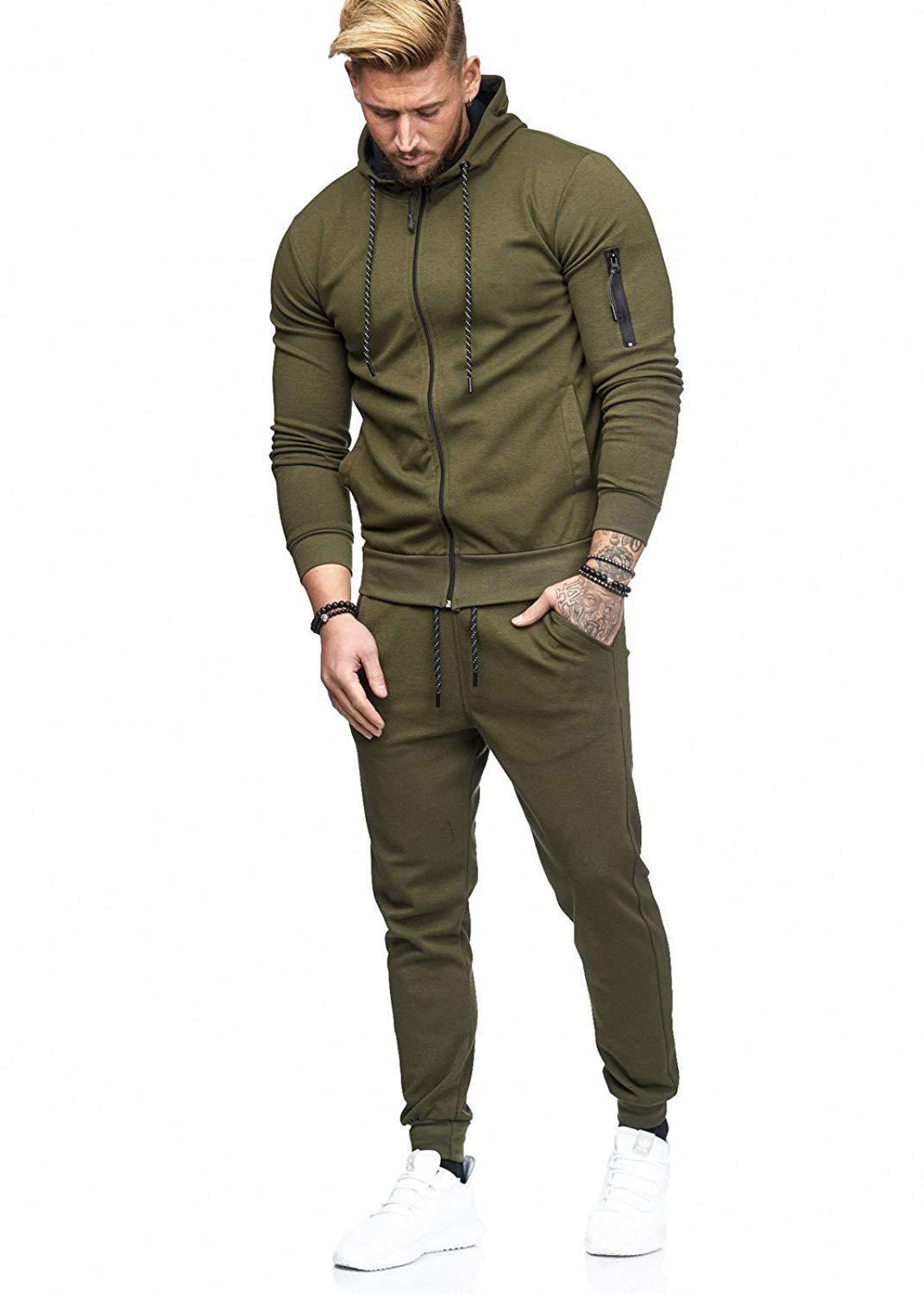 ZITY Men's Slim Fit Sportswear Autumn Hooded Sweater Suit-DUMFH04991|Zitysports