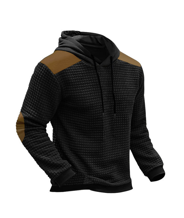 Men's Color Block Waffle Hoodie-DUMFH04825 | Zitysports