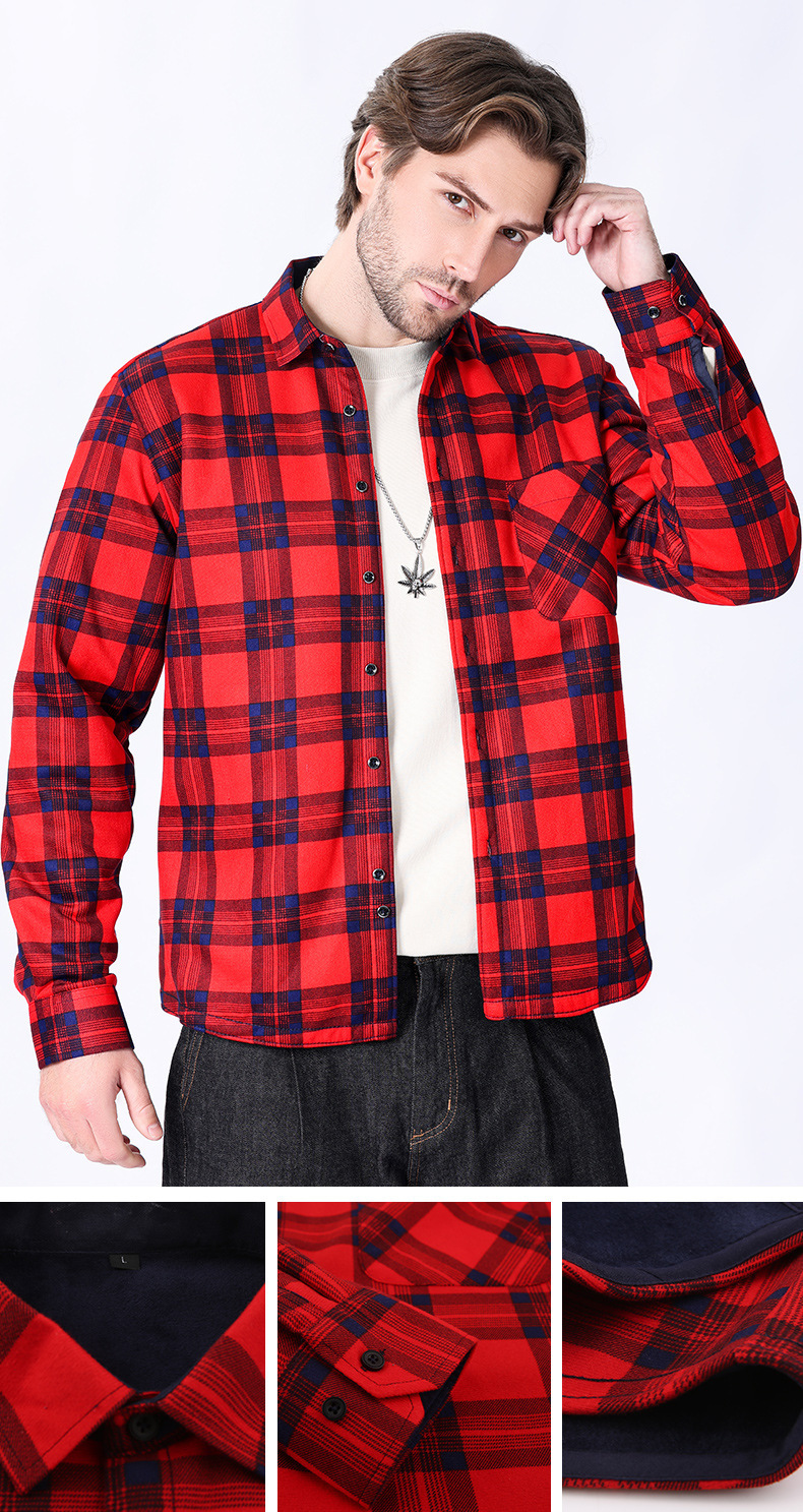 ZITY Men's Oversize Button Up Long Sleeve Plaid Shirt-DUMLT05362|Zitysports