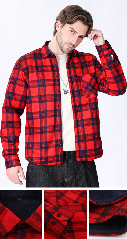 ZITY Men's Oversize Button Up Long Sleeve Plaid Shirt-DUMLT05362|Zitysports