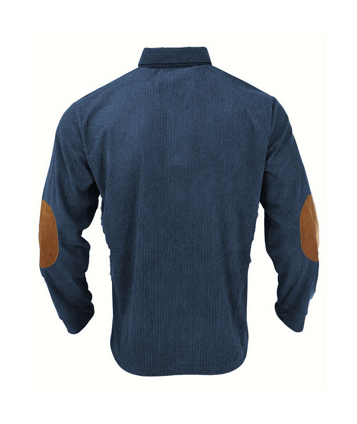 ZITY Men's Patch Corduroy Quater Botton Sweatshirt-DUMFH04830 | Zitysports