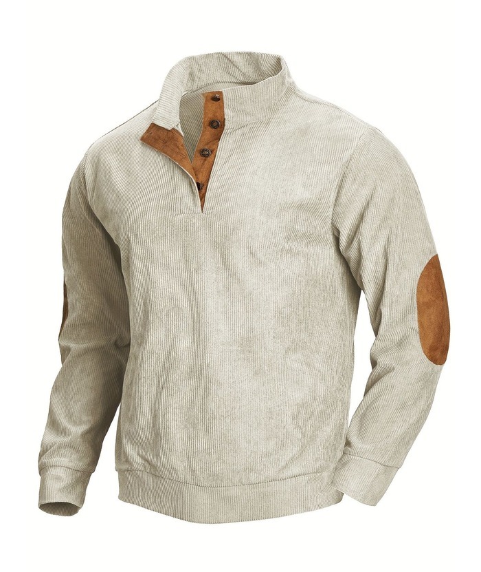 ZITY Men's Stand Collar Button Up Waffle Sweatshirt-DUMFH04609 | Zitysports