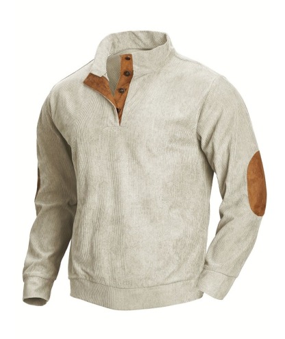 ZITY Men's Stand Collar Button Up Waffle Sweatshirt-DUMFH04609 | Zitysports