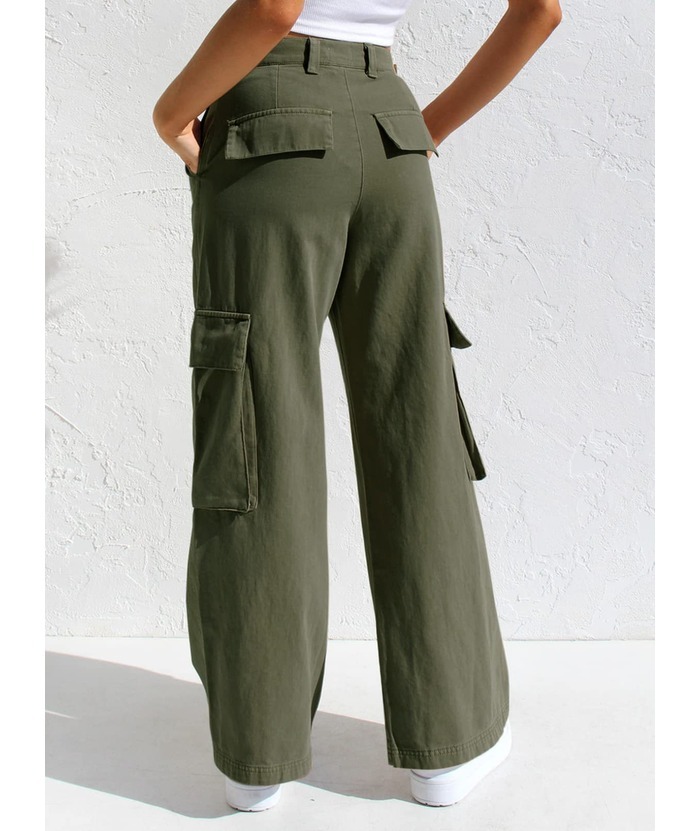 ZITY Women's Wide Leg Straight Multi Pockets Cargo Pant-DUWCP06165