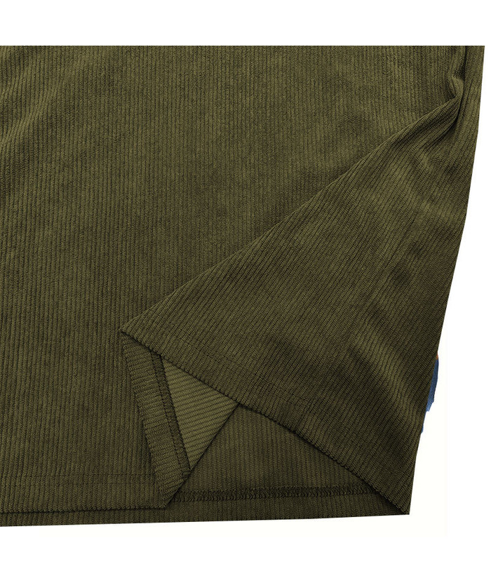 ZITY Men's Patch Corduroy Quater Botton Sweatshirt-DUMFH04830 | Zitysports