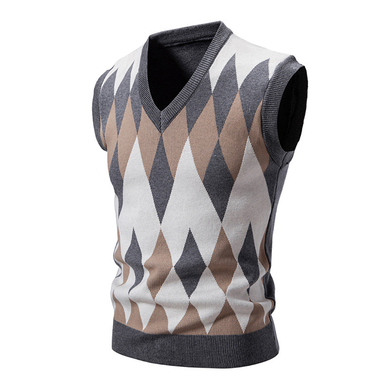 ZITY Men's V Neck Knitted Sleeveless Pullover Vest-DUMMG06535