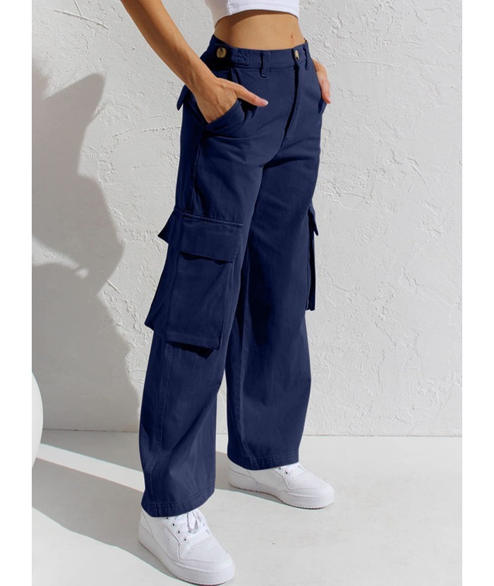 ZITY Women's Wide Leg Straight Multi Pockets Cargo Pant-DUWCP06165