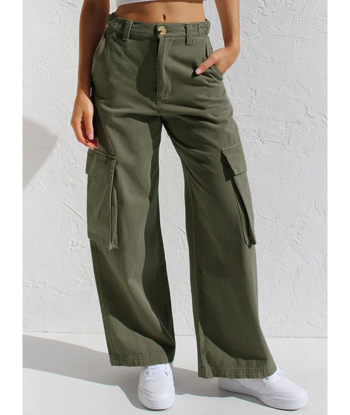 ZITY Women's Wide Leg Straight Multi Pockets Cargo Pant-DUWCP06165