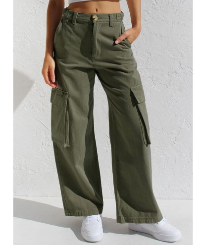 ZITY Women's Wide Leg Straight Multi Pockets Cargo Pant-DUWCP06165