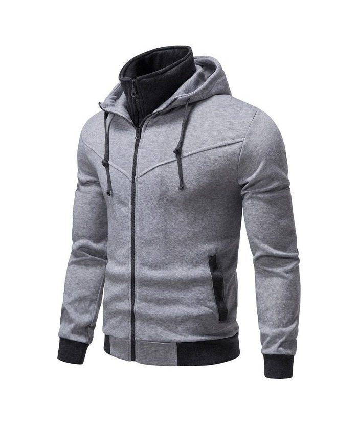 Men's Fake Two-Piece Stand Collar Full-Zip Hoodie -DUMFH04828 | Zitysports