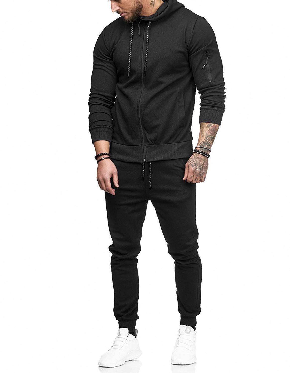 ZITY Men's Slim Fit Sportswear Autumn Hooded Sweater Suit-DUMFH04991|Zitysports