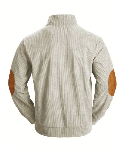 ZITY Men's Stand Collar Button Up Waffle Sweatshirt-DUMFH04609 | Zitysports